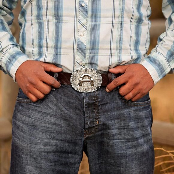 Women\'s Silver J Cowgirl Initial Large Letter Zinc Alloy Imported Belt Buckles main image 5